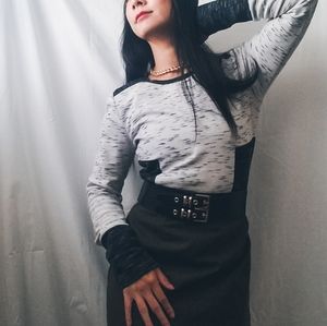 Black and white fitted top by Rachel Roy